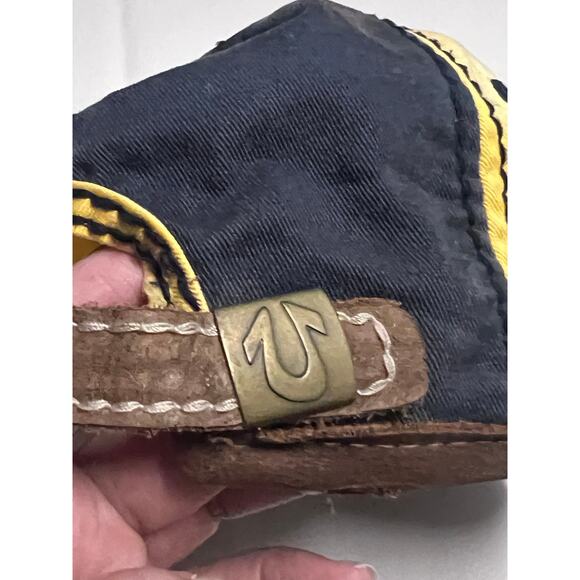 VTG True Religion Distressed Spellout Cap Hat Leather Brim Y2K Trashed grunge main image 8